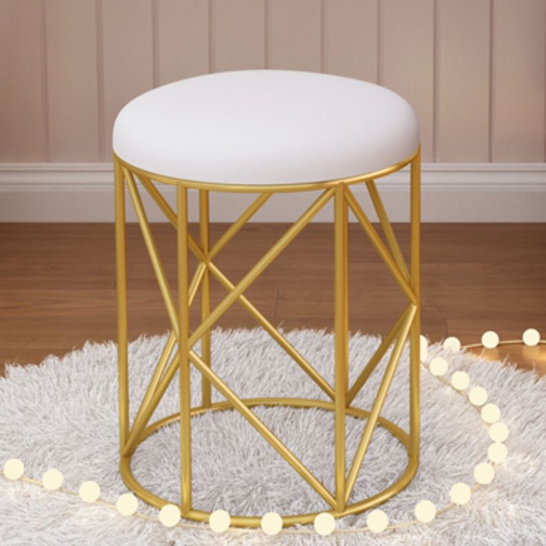 TABURETE DE TOCADOR METAL CUERO BLANCO EMMA Dorado Metalico