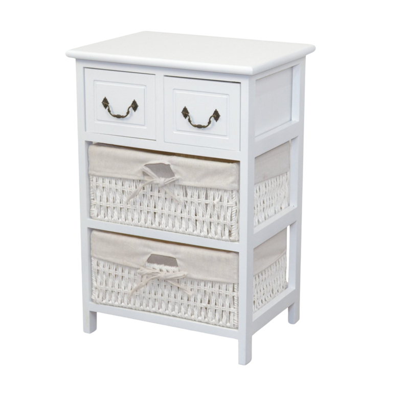 CAJONERA COMODA VIVANCO 4 CAJONES TELA BLANCO Blanco/Blanco