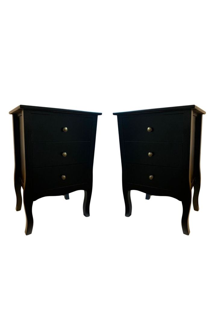 SET 2 VELADORES DORMITORIO IMPERIA 3 CAJONES NEGRO