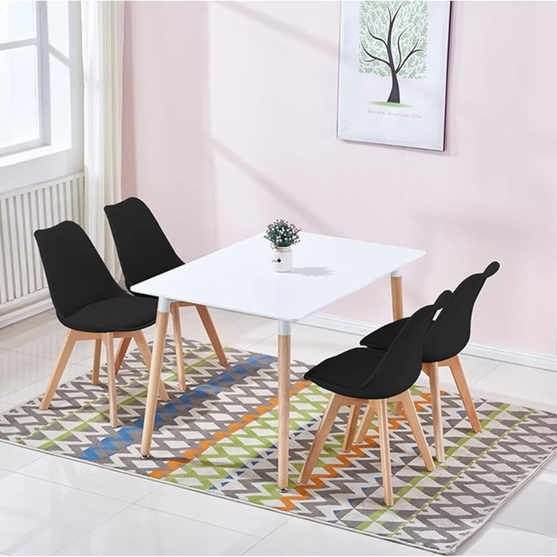 SET DE 4 SILLAS DE COMEDOR TULIP NEGRO MADERA-4