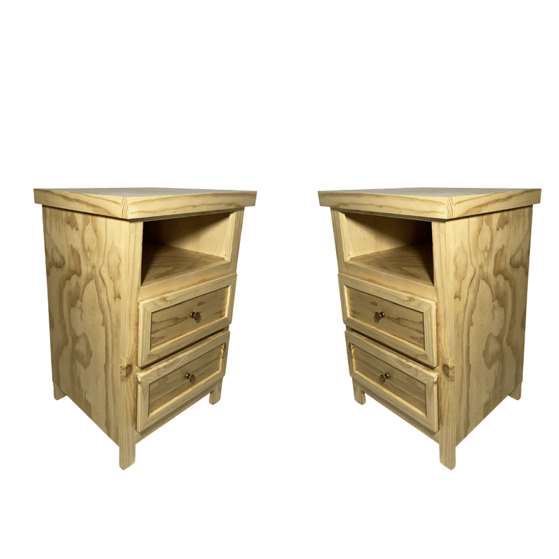 SET VELADORES DORMITORIO LIBRERO VICENZA 2 CAJONES MADERA NATURAL