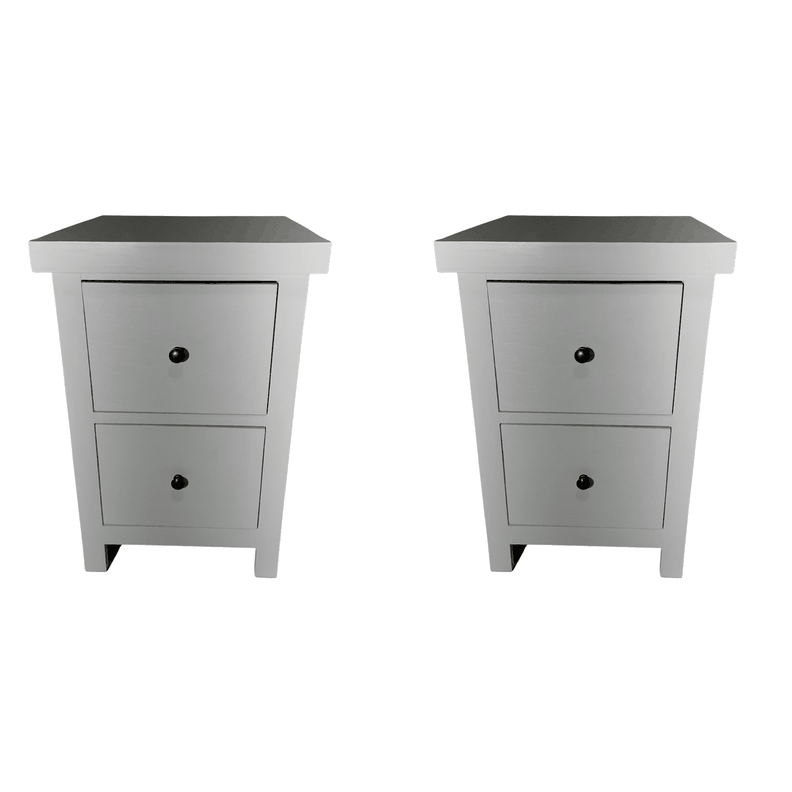 SET VELADORES DORMITORIO BARI 2 CAJON BLANCO RUSTICO