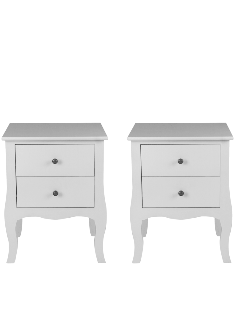 SET 2 VELADORES DORMITORIO GENOVA 2 CAJONES BLANCO