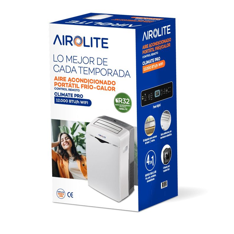 AIRE ACONDICIONADO PORTÁTIL AIROLITE CLIMATE PRO-12000 BTU/h WIFI-2