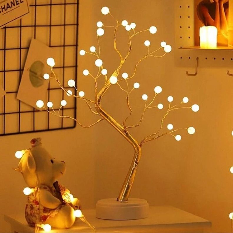 Lampara Mesa Luz LED Arbol Bonsai Decorativo USB Lau-1