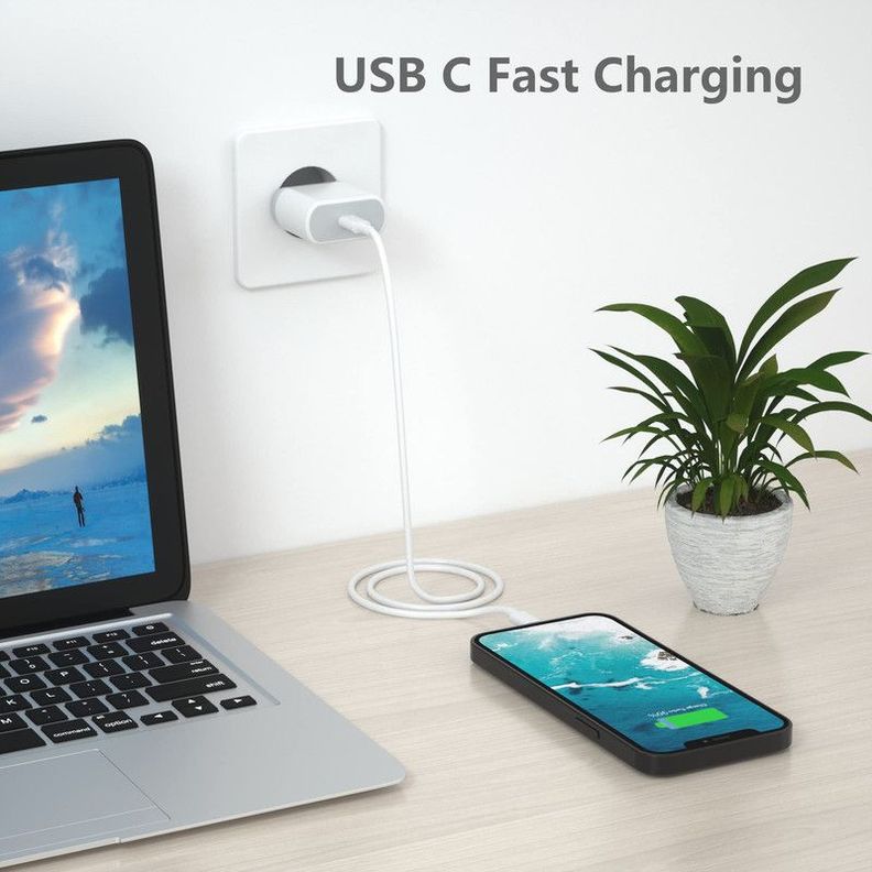 Set 2 Cargador Adaptador 20W Tipo USB-C Universal Rapida Lau-1