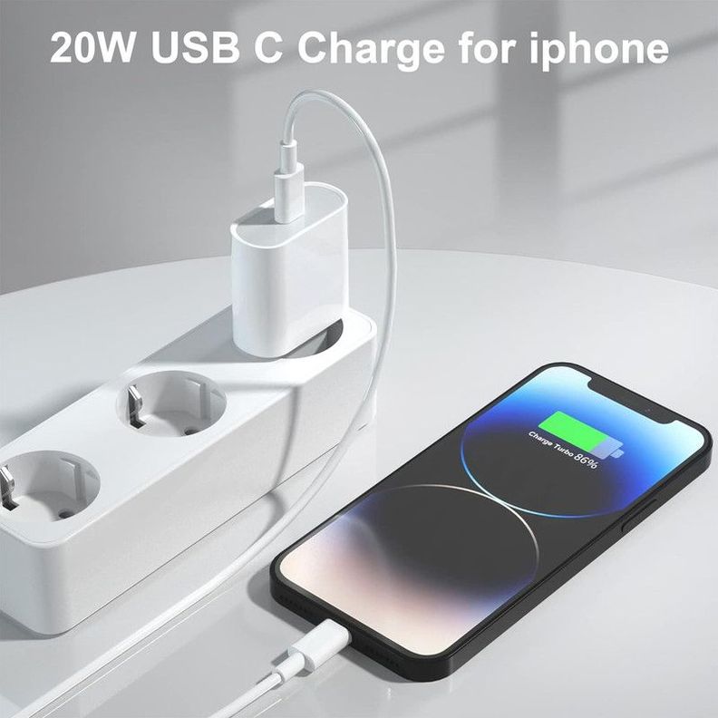 Set 2 Cargador Adaptador 20W Tipo USB-C Universal Rapida Lau-6