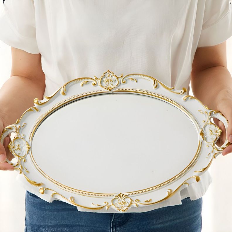 Set 2 Bandeja Espejo Decorativa Organizador Blanca Jhn-2