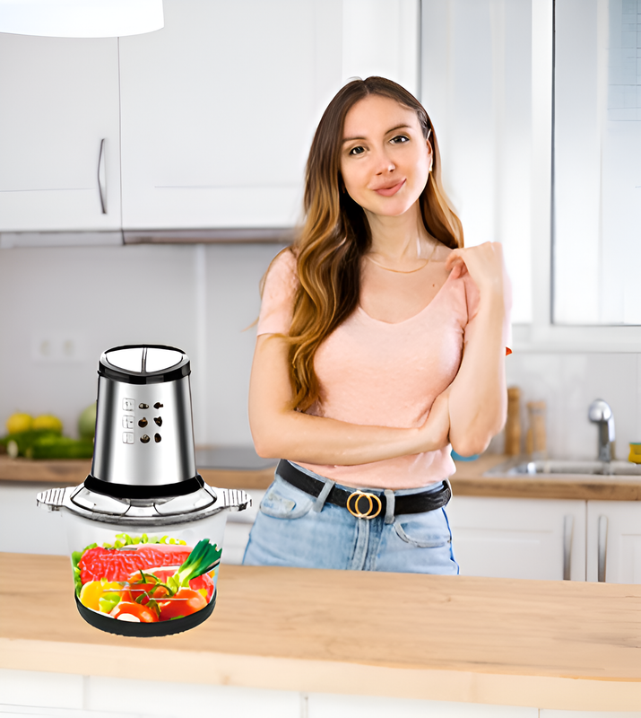 Procesador Alimentos 2L Picadora Carne Acero Inoxidable Lau-8