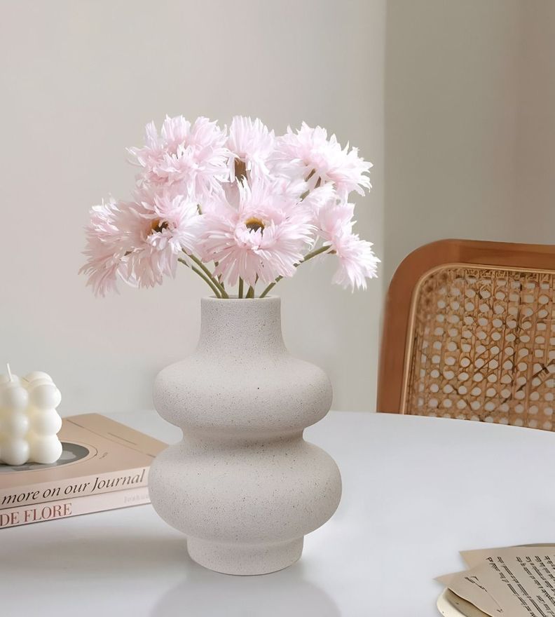Jarrón Ondulado Moderno Flores Minimalista 15cm Jhn-4