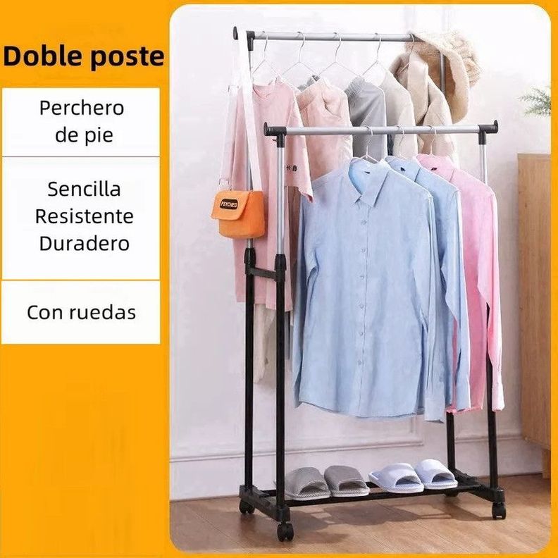 Perchero Ropa Organizador Multifuncional Ruedas Doble Jer-3