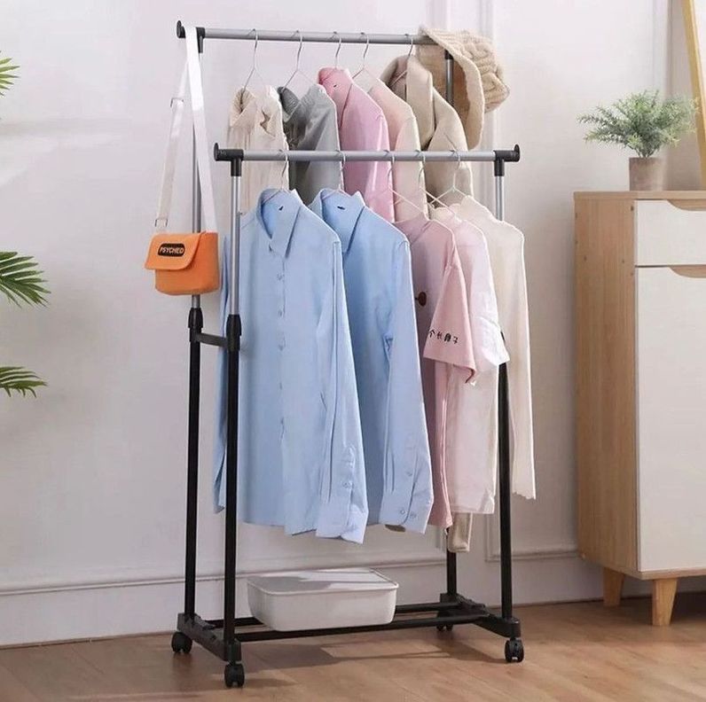 Perchero Ropa Organizador Multifuncional Ruedas Doble Jer-4