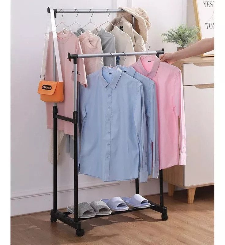 Perchero Ropa Organizador Multifuncional Ruedas Doble Jer-7