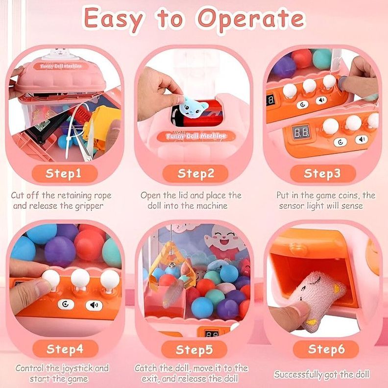 Juguete Garra Maquina Catch Doll Machine Niños Diversion Lau-6