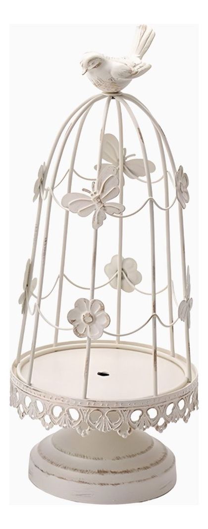 Portavelas Jaula Pájaros Multifunción Decorativo 38cm Jhn-0