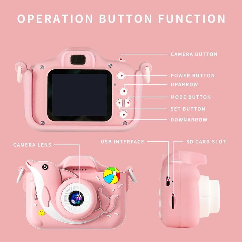 Camara Digital Delfin Portatil Niños Fotos HD Lau-3