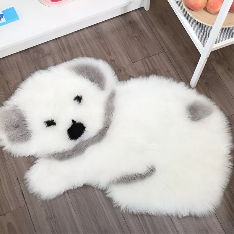 Alfombra Moderna Koala Antideslizante Blanco Gris Jhn-6