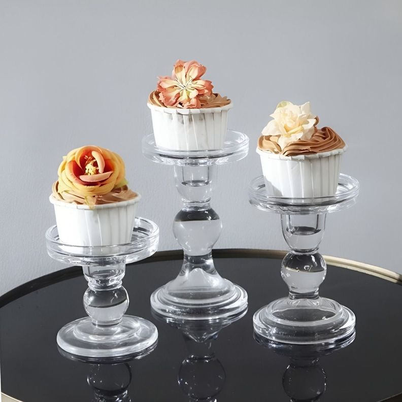 Set de 2 Candelabro Portavelas Cristal Centro Mesa 14cm Jhn-8