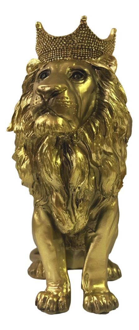 Figura Estatua León Sentado Decoración Dorado Jhn-1