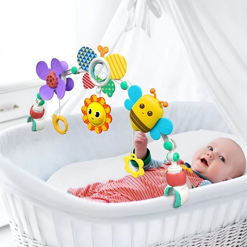 Móvil Sonajero Arco Cochecito Cuna Bebé Sensorial Jhn-6