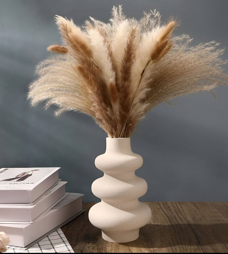 Jarrón Ondulado Moderno Flores Minimalista 21cm Jhn-3
