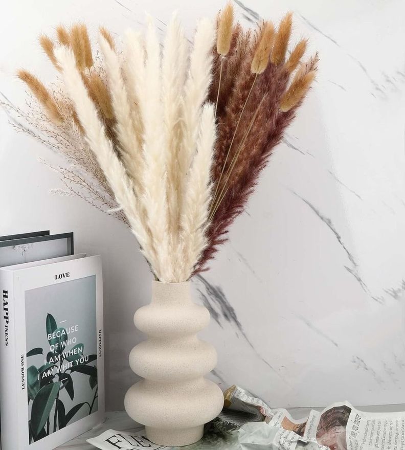 Jarrón Ondulado Moderno Flores Minimalista 21cm Jhn-6