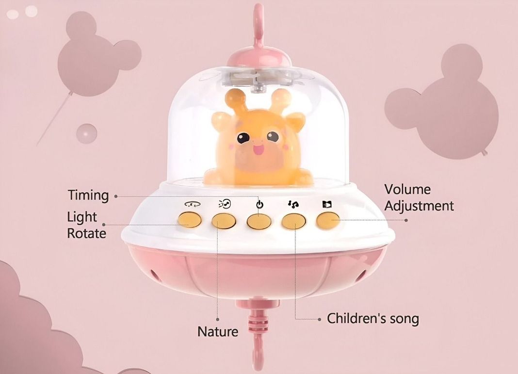 Móvil Cuna Bebé Música Luces Sonajero Giratorio Colgante Jhn-3