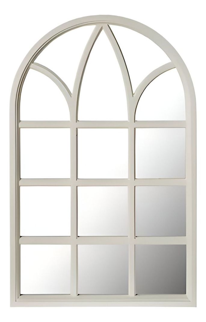 Espejo Decorativo Blanco Diseño Ventana Catedral Jhn-0