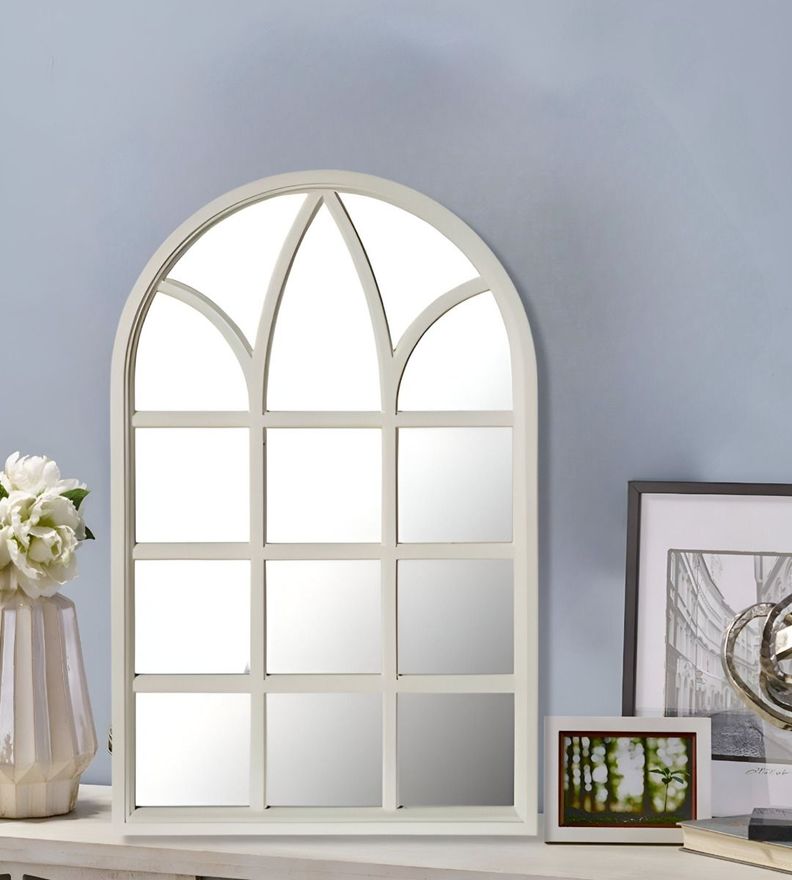 Espejo Decorativo Blanco Diseño Ventana Catedral Jhn-4