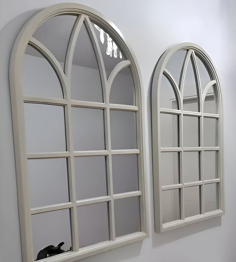 Espejo Decorativo Blanco Diseño Ventana Catedral Jhn-5