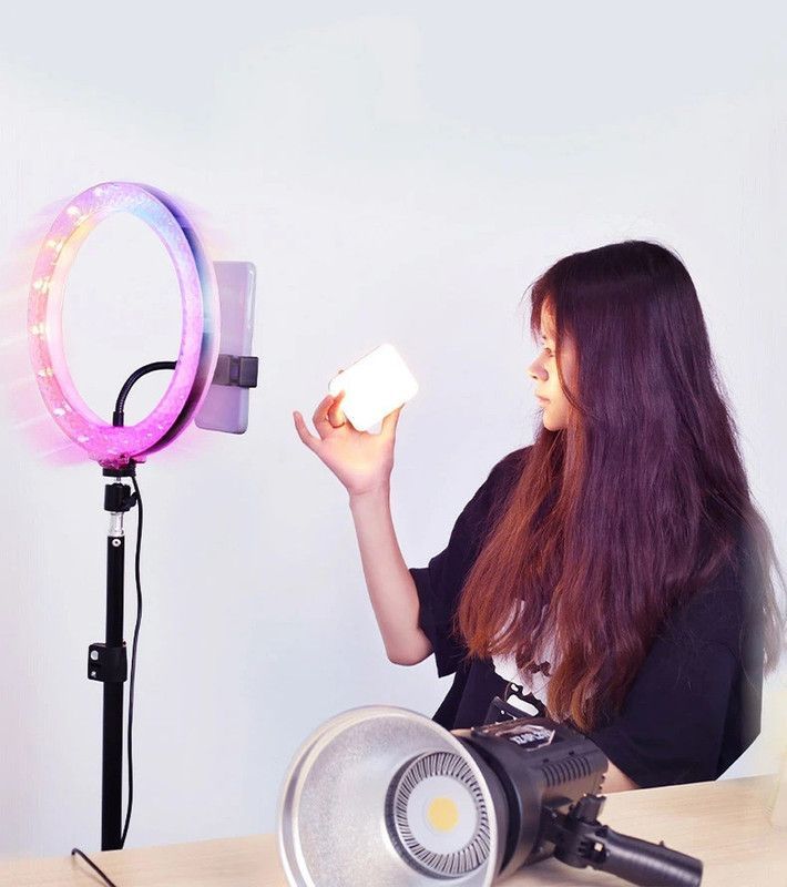 Iluminador Aro Anillo Luz Selfies Ajuste Colores Rgb Jer-6