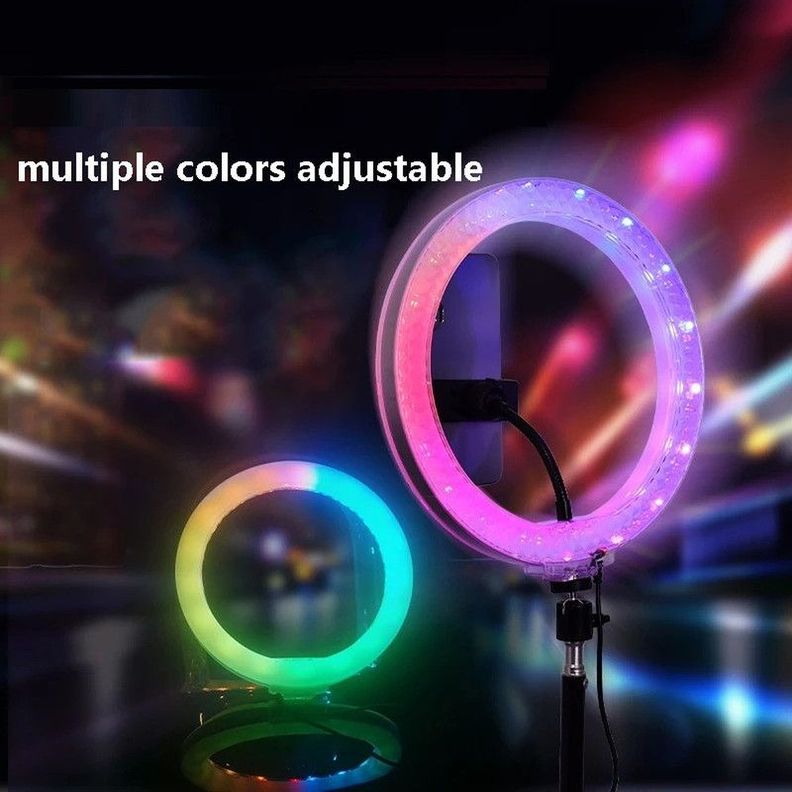 Iluminador Aro Anillo Luz Selfies Ajuste Colores Rgb Jer-8