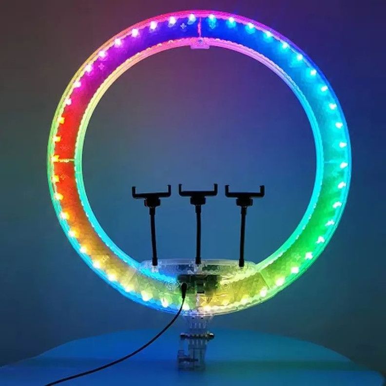 Iluminador Aro Anillo Luz Selfies Ajuste Colores Rgb Jer-9
