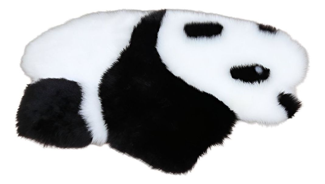 Alfombra Moderna Panda Antideslizante Blanco Negro Jhn-0