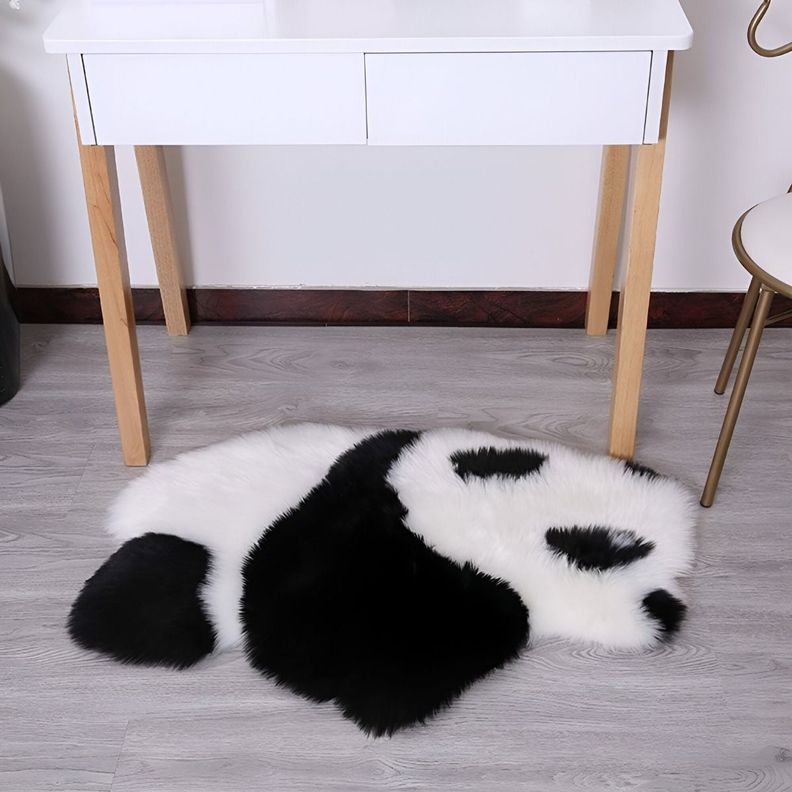 Alfombra Moderna Panda Antideslizante Blanco Negro Jhn-1