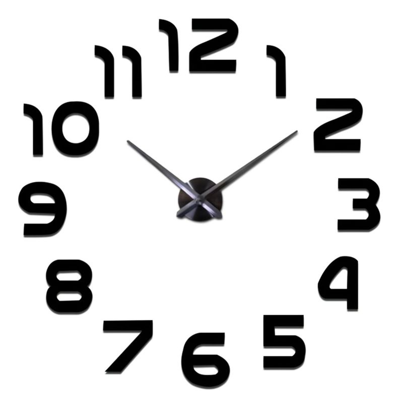 Reloj Para Pared 3D Grande Negro Gran Diseño Moderno Jhn-0