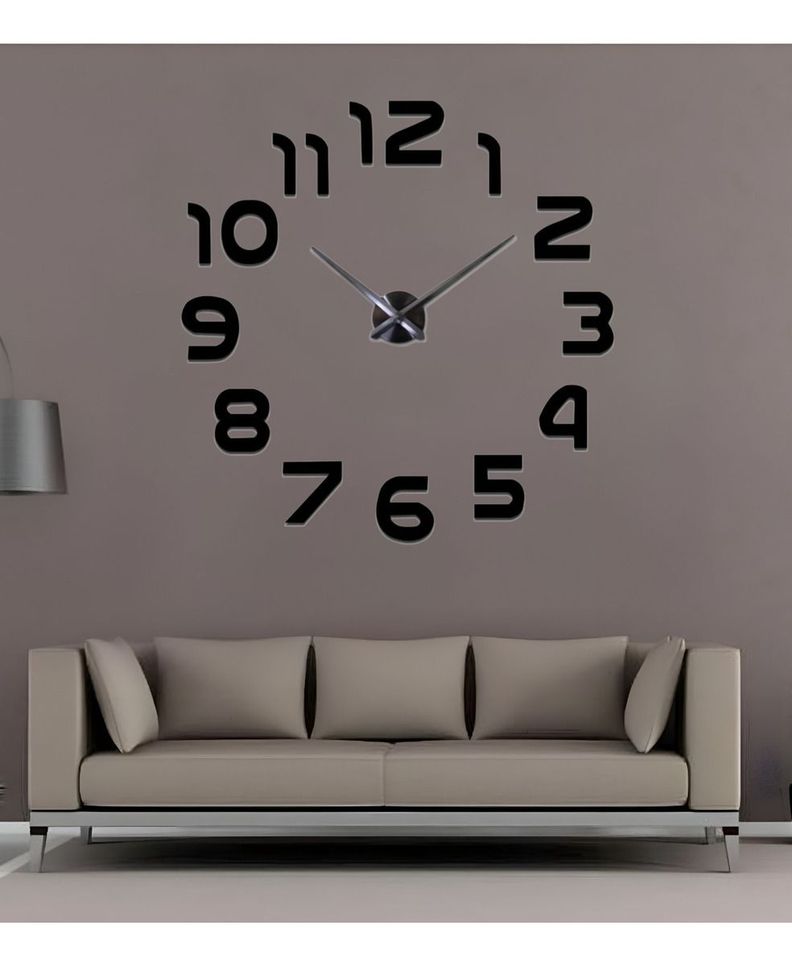 Reloj Para Pared 3D Grande Negro Gran Diseño Moderno Jhn-1
