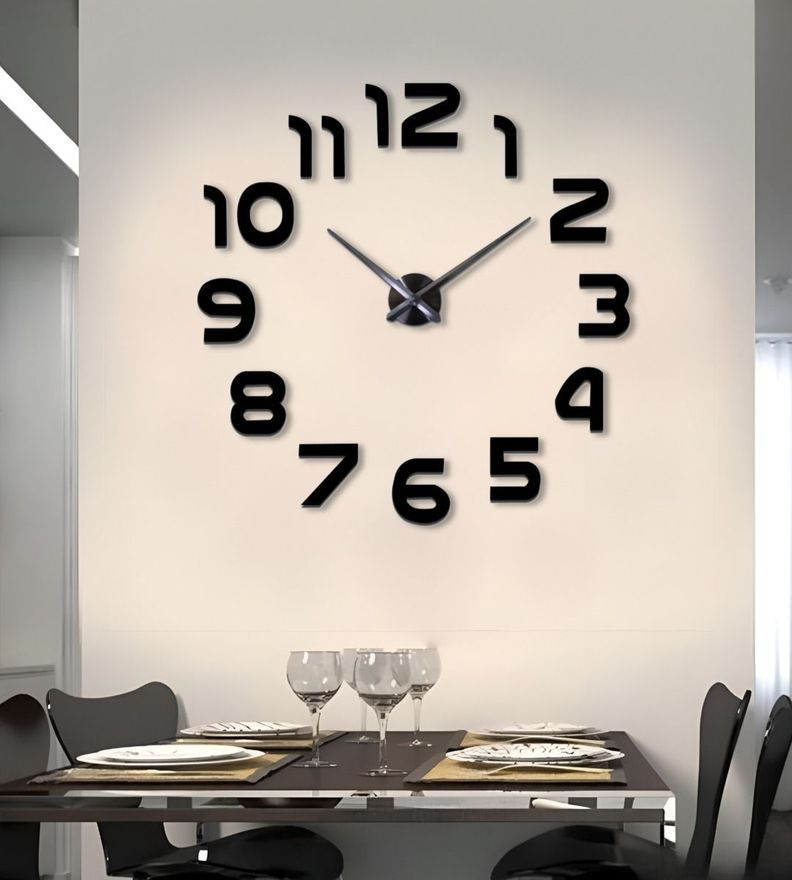 Reloj Para Pared 3D Grande Negro Gran Diseño Moderno Jhn-2