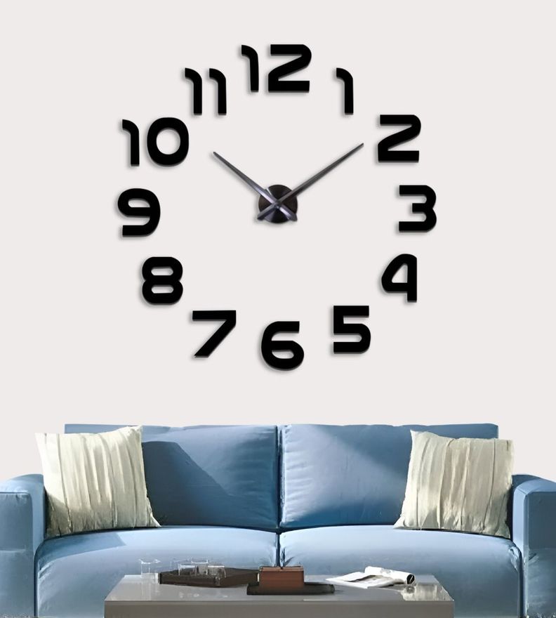 Reloj Para Pared 3D Grande Negro Gran Diseño Moderno Jhn-4
