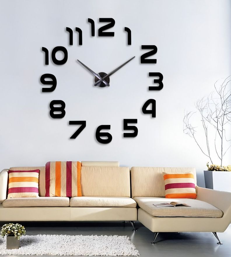 Reloj Para Pared 3D Grande Negro Gran Diseño Moderno Jhn-6