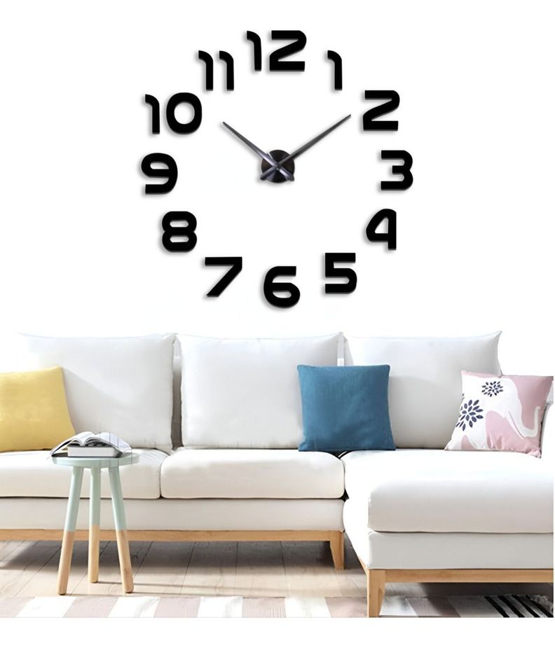 Reloj Para Pared 3D Grande Negro Gran Diseño Moderno Jhn-8