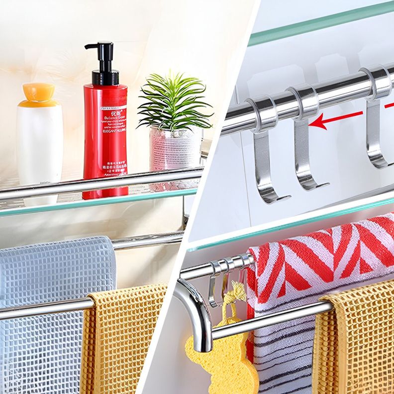 Estante Organizador Baño Vidrio Toallero Acero inoxidable-6