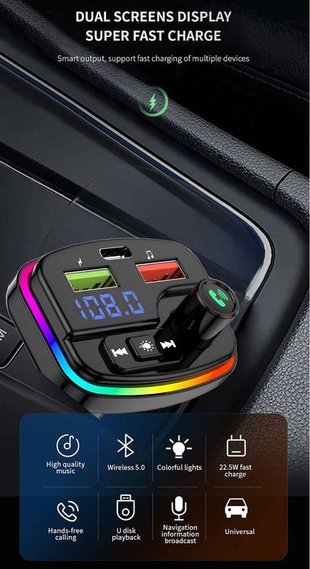 Transmisor Manos Libres Bluetooth Carro M13 Audio USB Lau-7