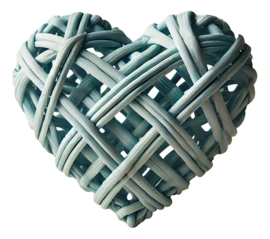 Set de 5 Corazón Decorativo Mimbre Pared Colgante 20cm Jhn-1