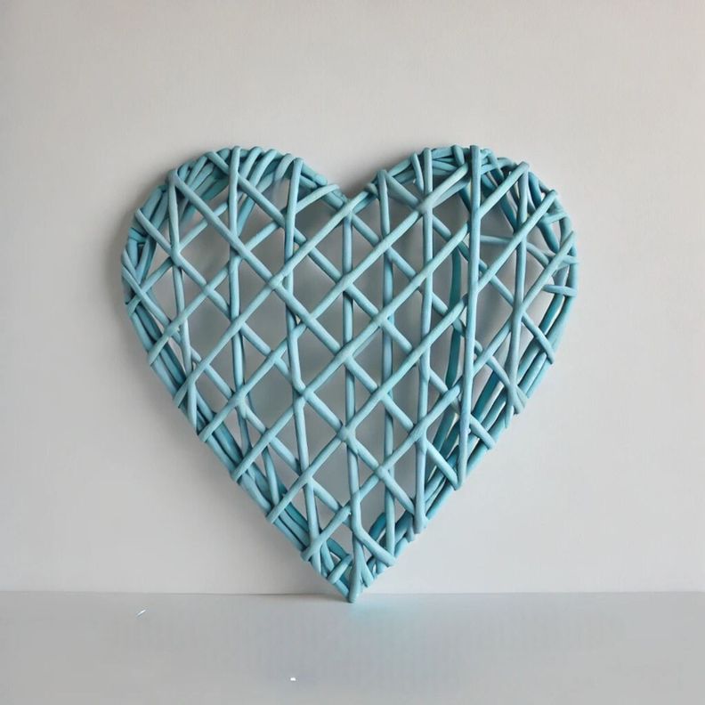 Set de 5 Corazón Decorativo Mimbre Pared Colgante 20cm Jhn-6
