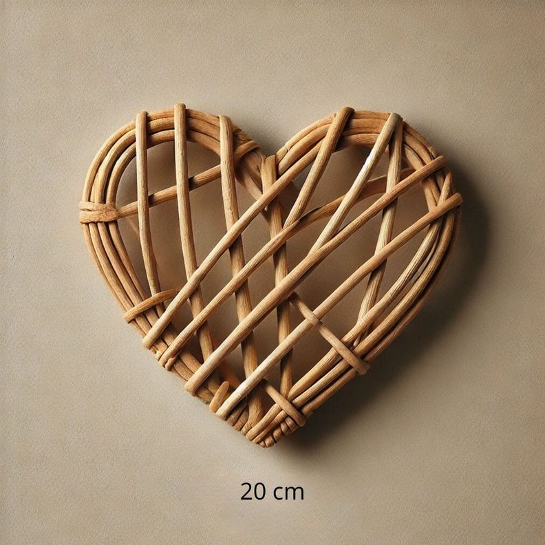 Set de 5 Corazón Decorativo Mimbre Pared Colgante 20cm Jhn-9