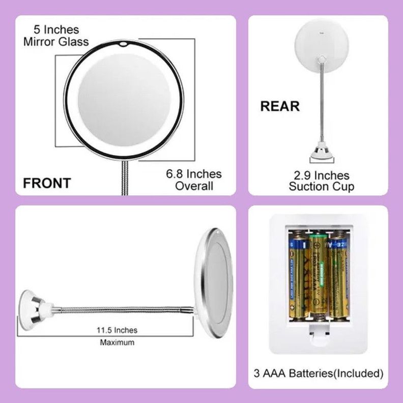 Espejo Flexible Led Maquillaje Aumento Iluminado Rondon-8