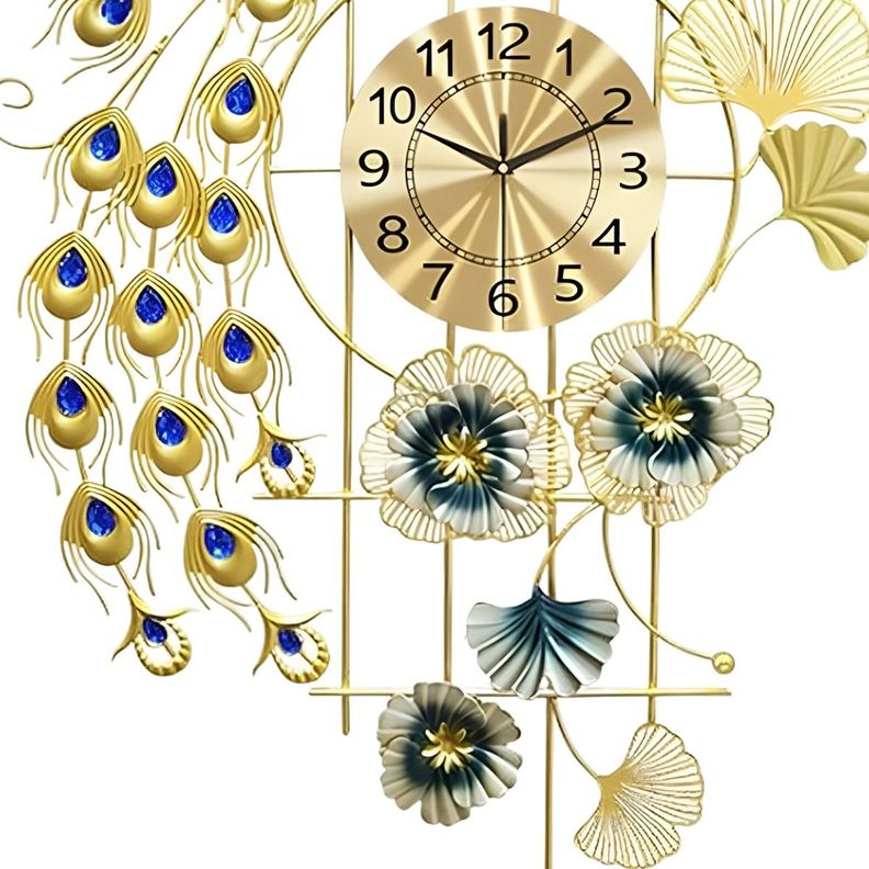 Reloj Pared Pavo Real Decorativo Colgante Silencioso Jhn-1