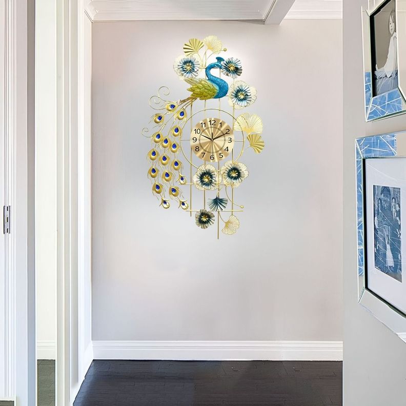 Reloj Pared Pavo Real Decorativo Colgante Silencioso Jhn-7