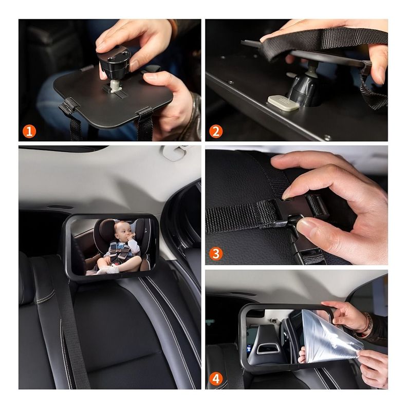 Espejo Retrovisor Bebé Auto Seguridad Asiento Ajustable Jhn-5